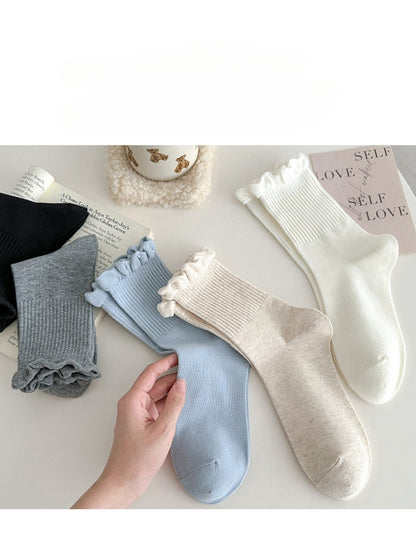 Rufia - Ruffled Ribbed Soft Cozy Socks