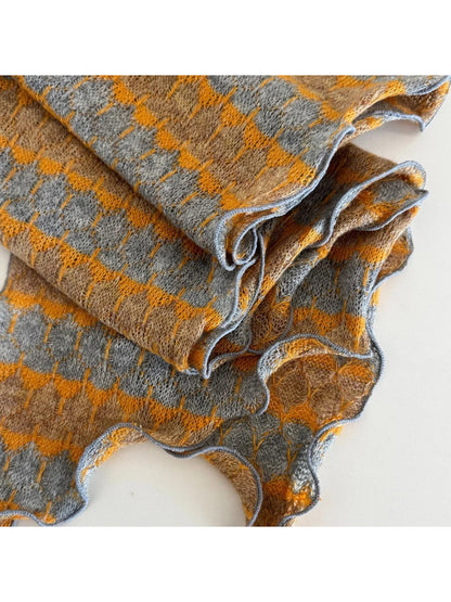 Scarvii - Geometric Striped Knit Narrow Scarf