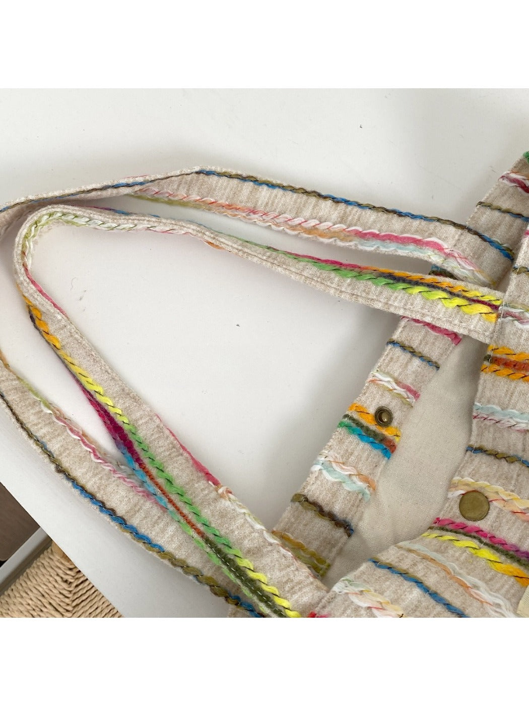Cosbai – Rainbow Stripe Canvas Tote Bag