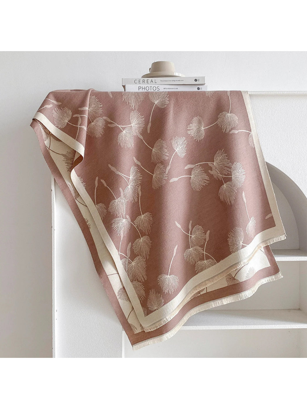 Scarvii Red Dandelion Print Shawl Wrap