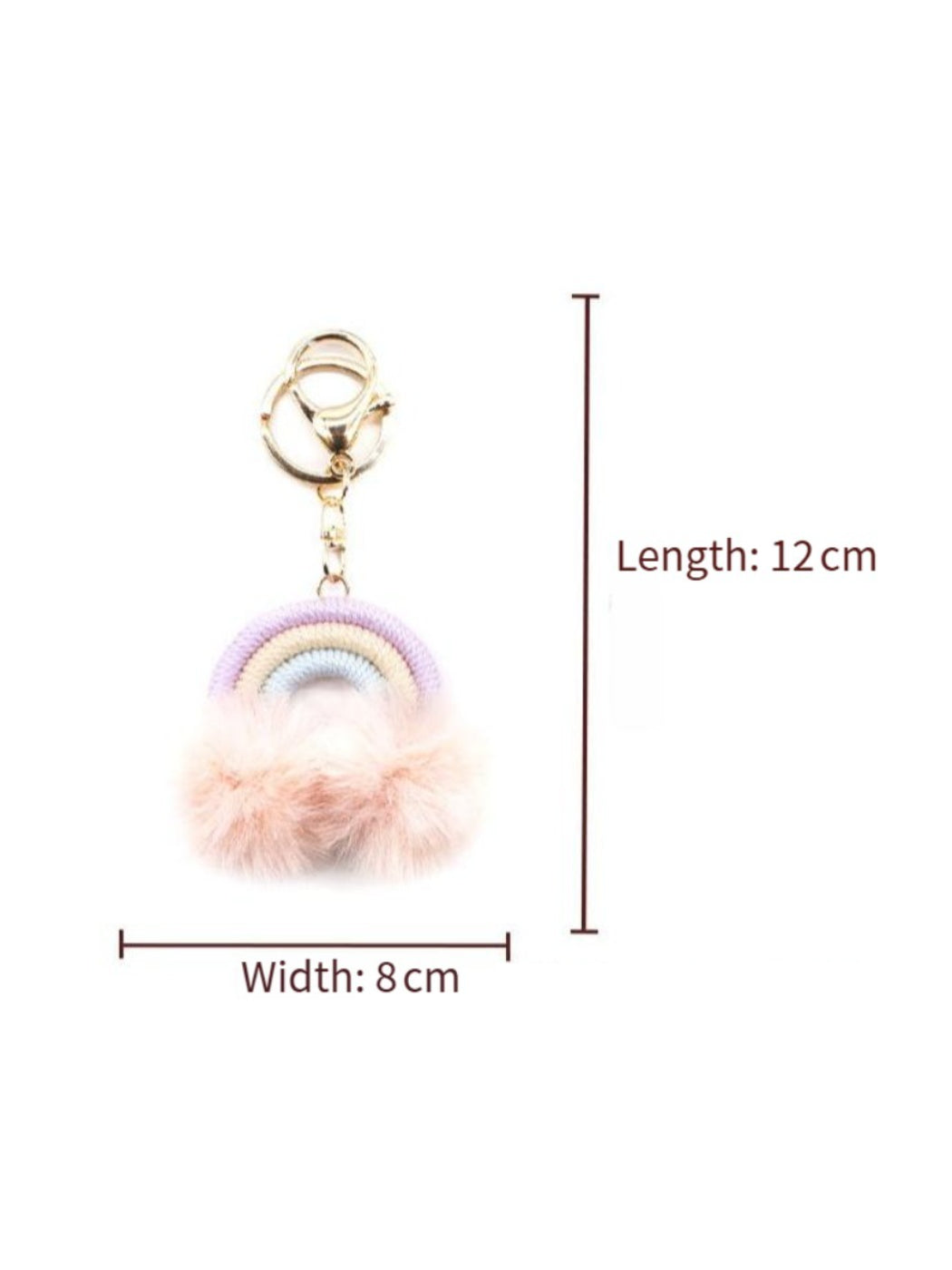 Koco Rainbow Shaped Keychain with Pom color options including Yellow, Grey, White