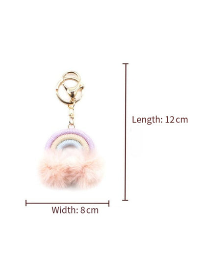 Koco Rainbow Shaped Keychain with Pom color options including Yellow, Grey, White