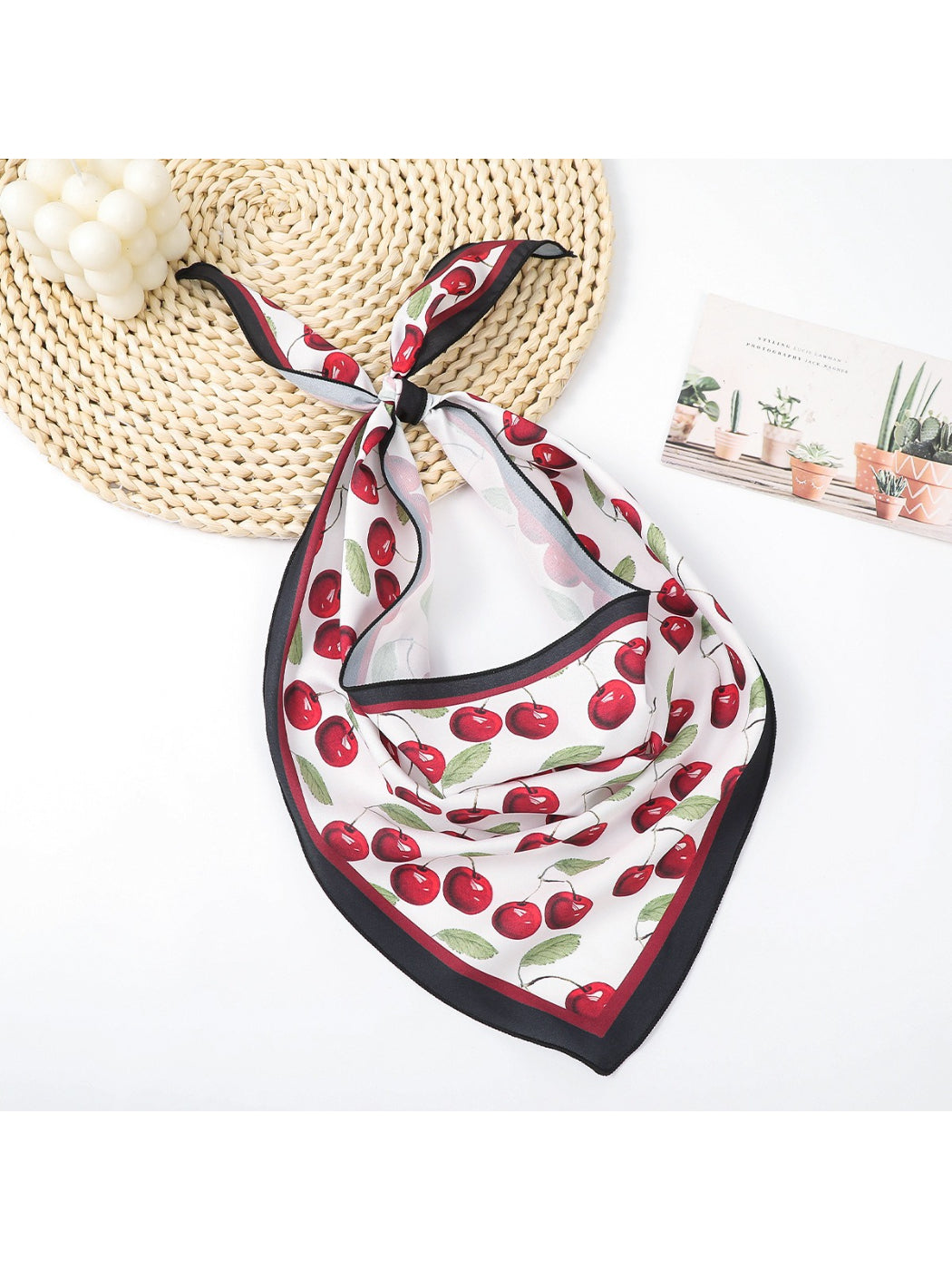 Scarvii Sweet Cherry Print Hair Wrap Scarf