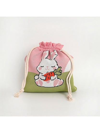 Cosbai - Rabbit Pattern Cute Drawstring Bag & Purse