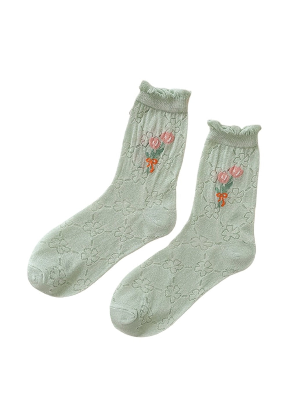 Rufia - Sweet Floral Print Mid-Calf Socks – Fresh & Feminine