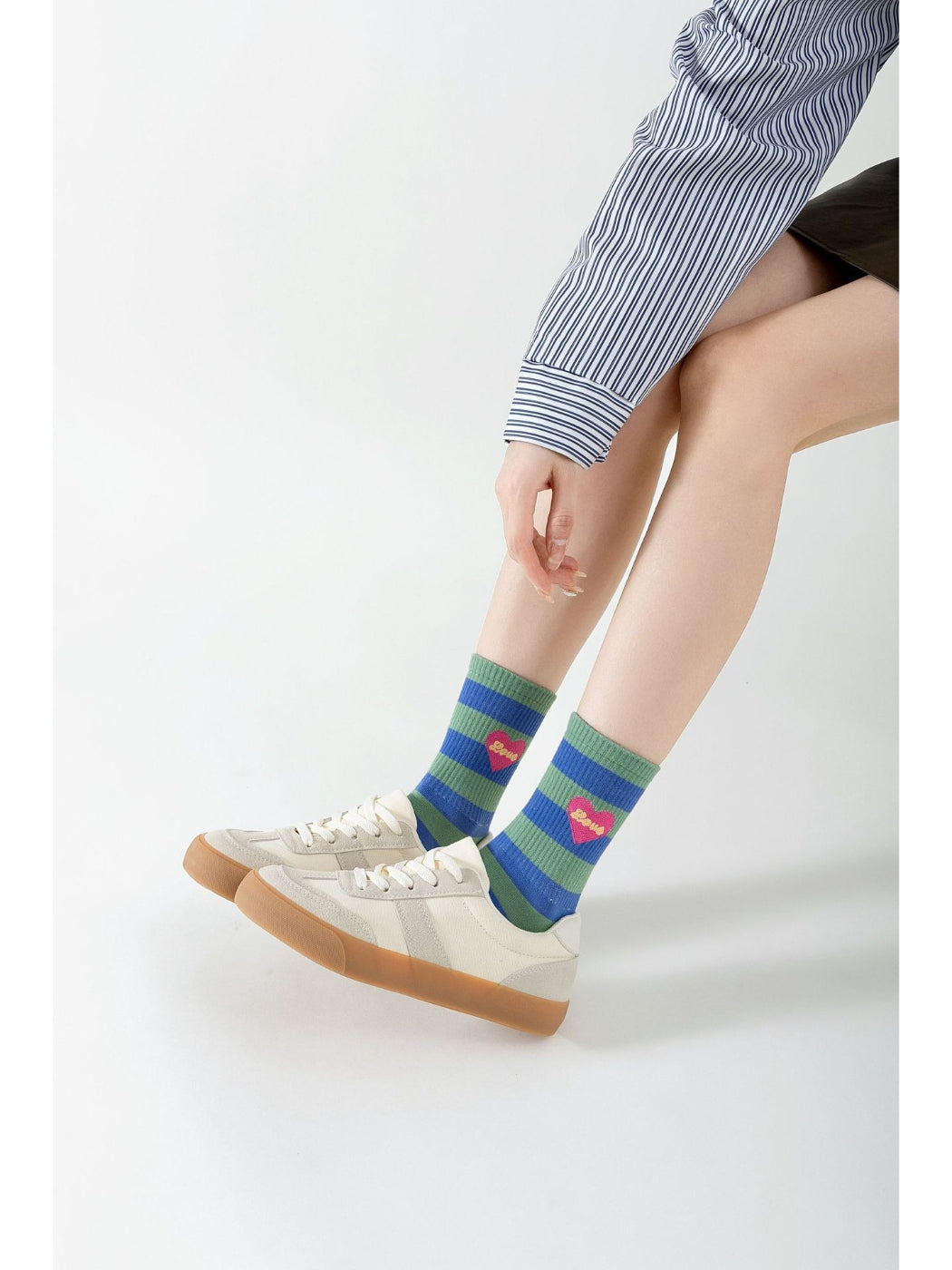 Rufia - Playful Heart Print Crew Socks