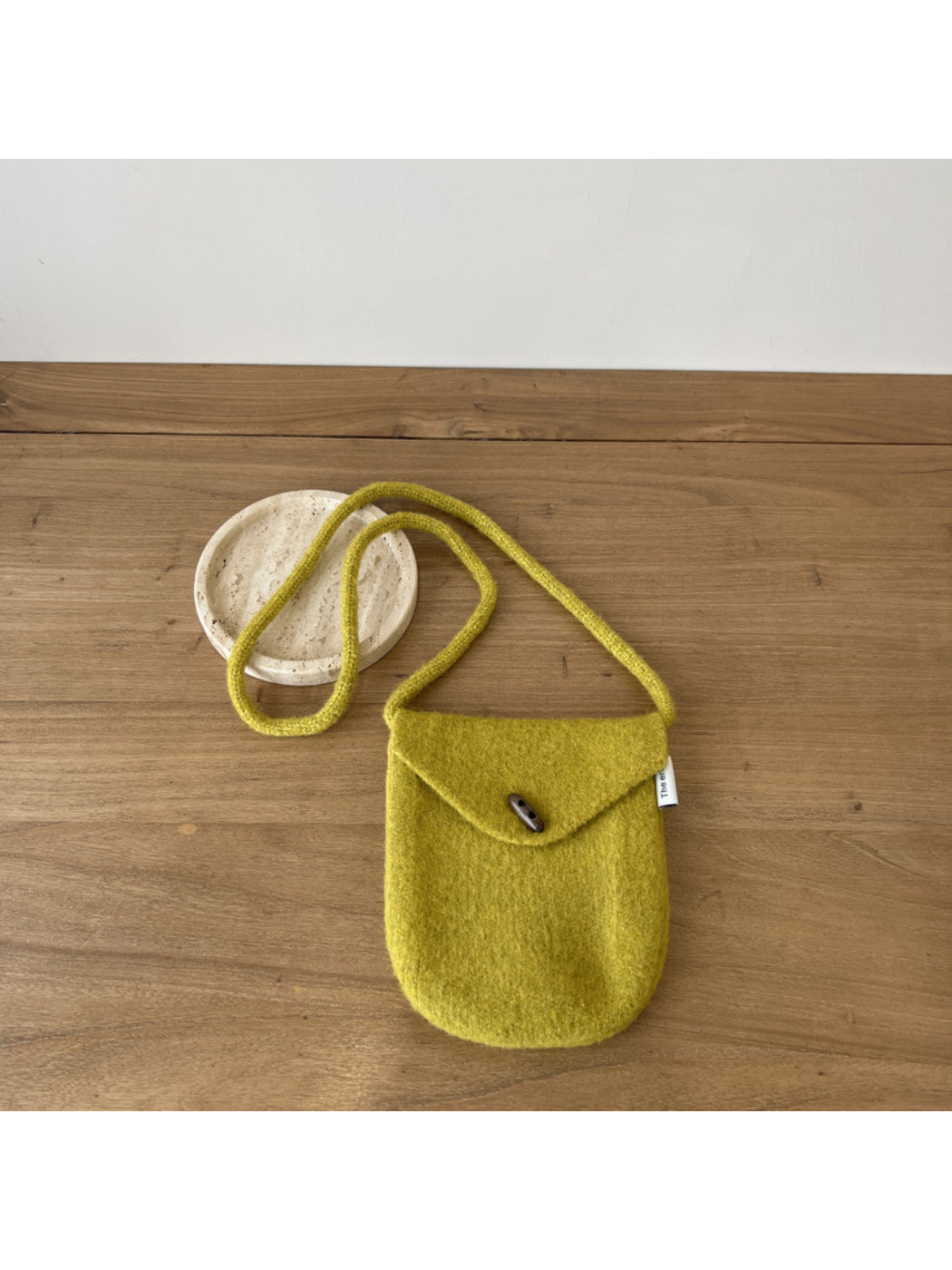Cosbai - Rounded Knit Crossbody Bag with Button Flap