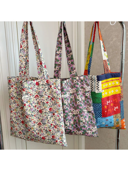 Cosbai - Floral Print Everyday Tote Bag