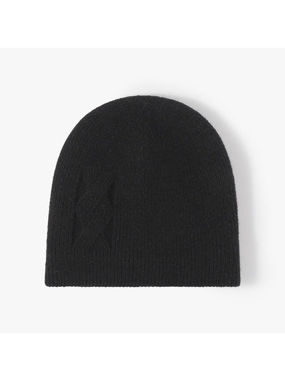 Haila - Tonal Geometric Textured Knit Beanie