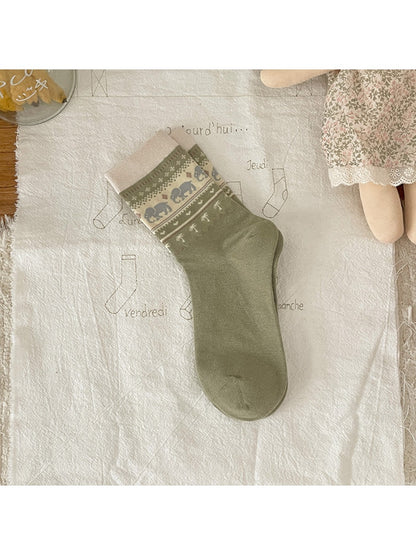 Rufia - Animal Pattern Cute Pattern Mid-Calf Socks