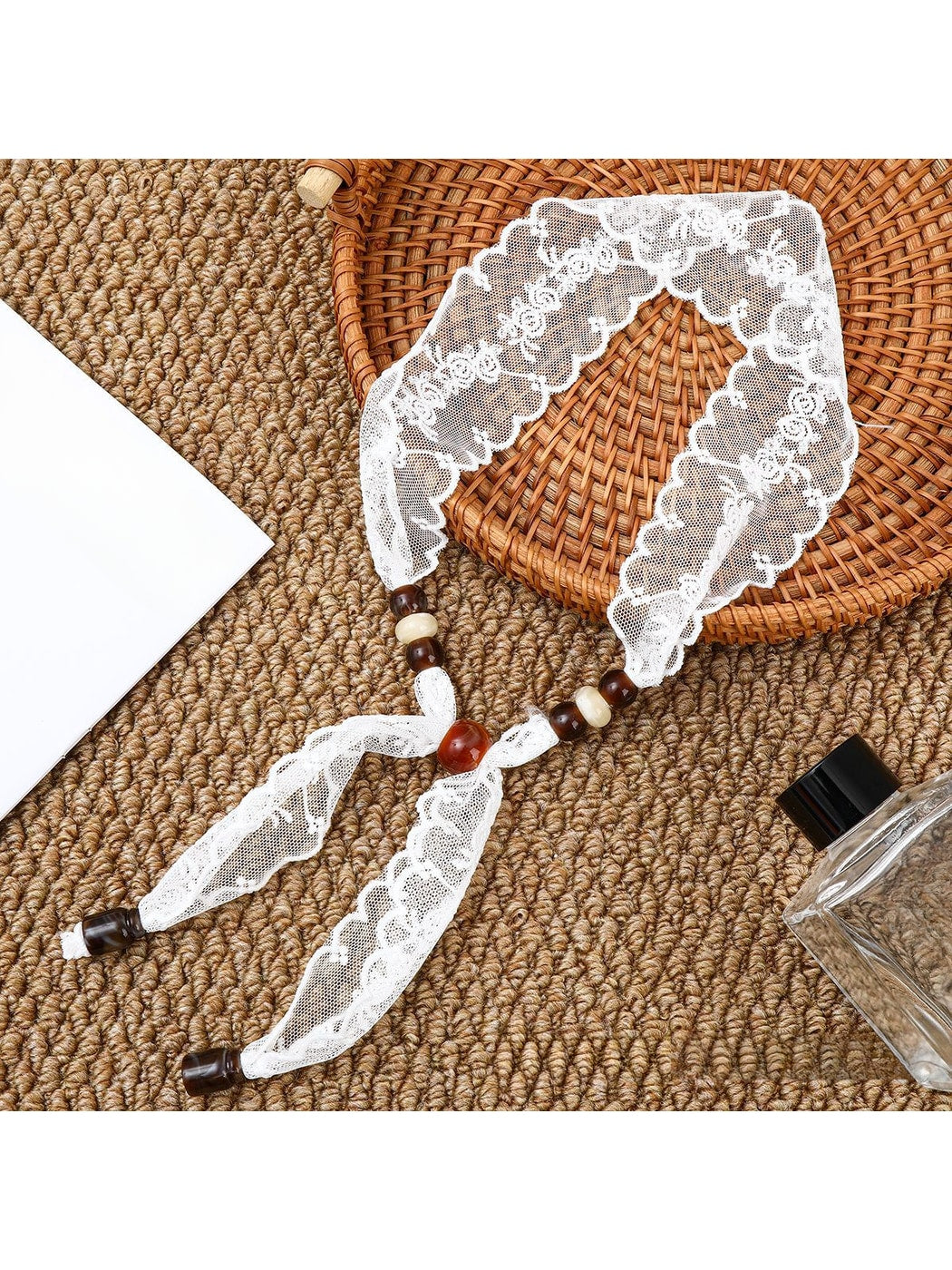 Scarvii - Lace Wave Edge Decorative Women's Narrow Scarf