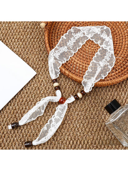 Scarvii - Lace Wave Edge Decorative Women's Narrow Scarf