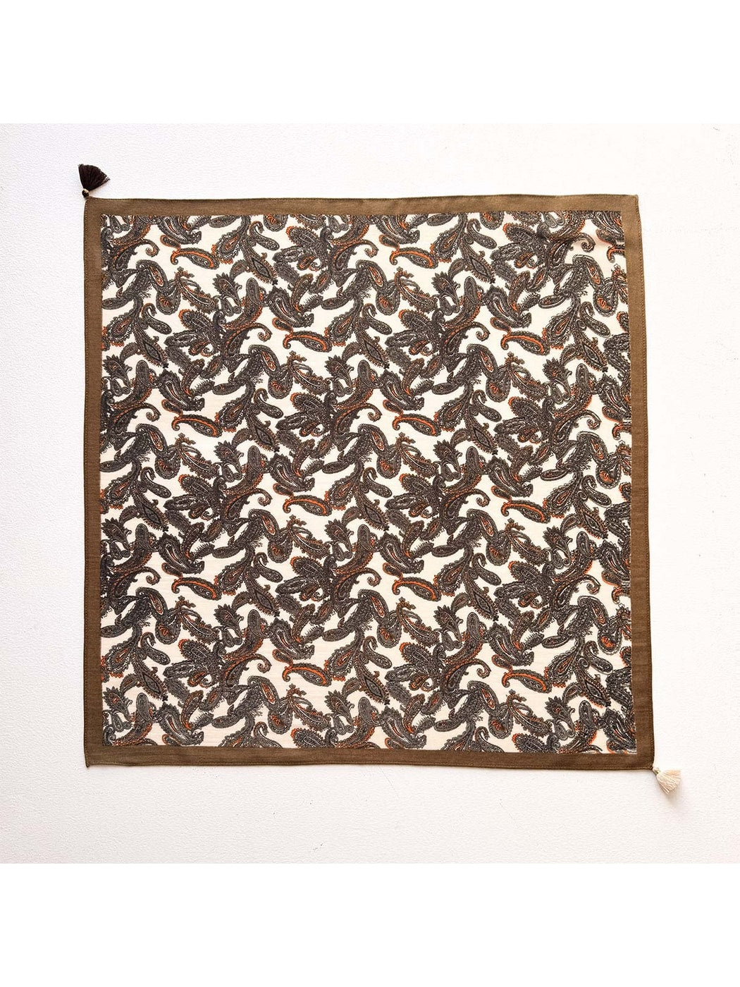 Scarvii - Bordered Paisley Pattern Fashion Square Scarf