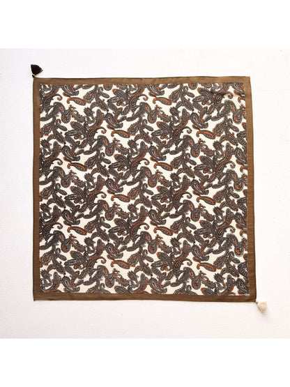 Scarvii - Bordered Paisley Pattern Fashion Square Scarf