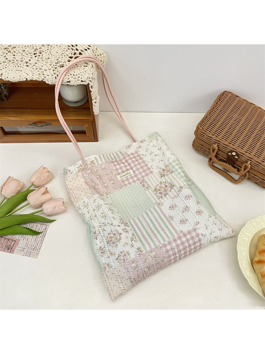 Cosbai - Sweet Floral Print Shoulder Bag