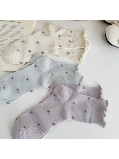 Rufia - Ditsy Floral Ruffle Cuff Crew Socks