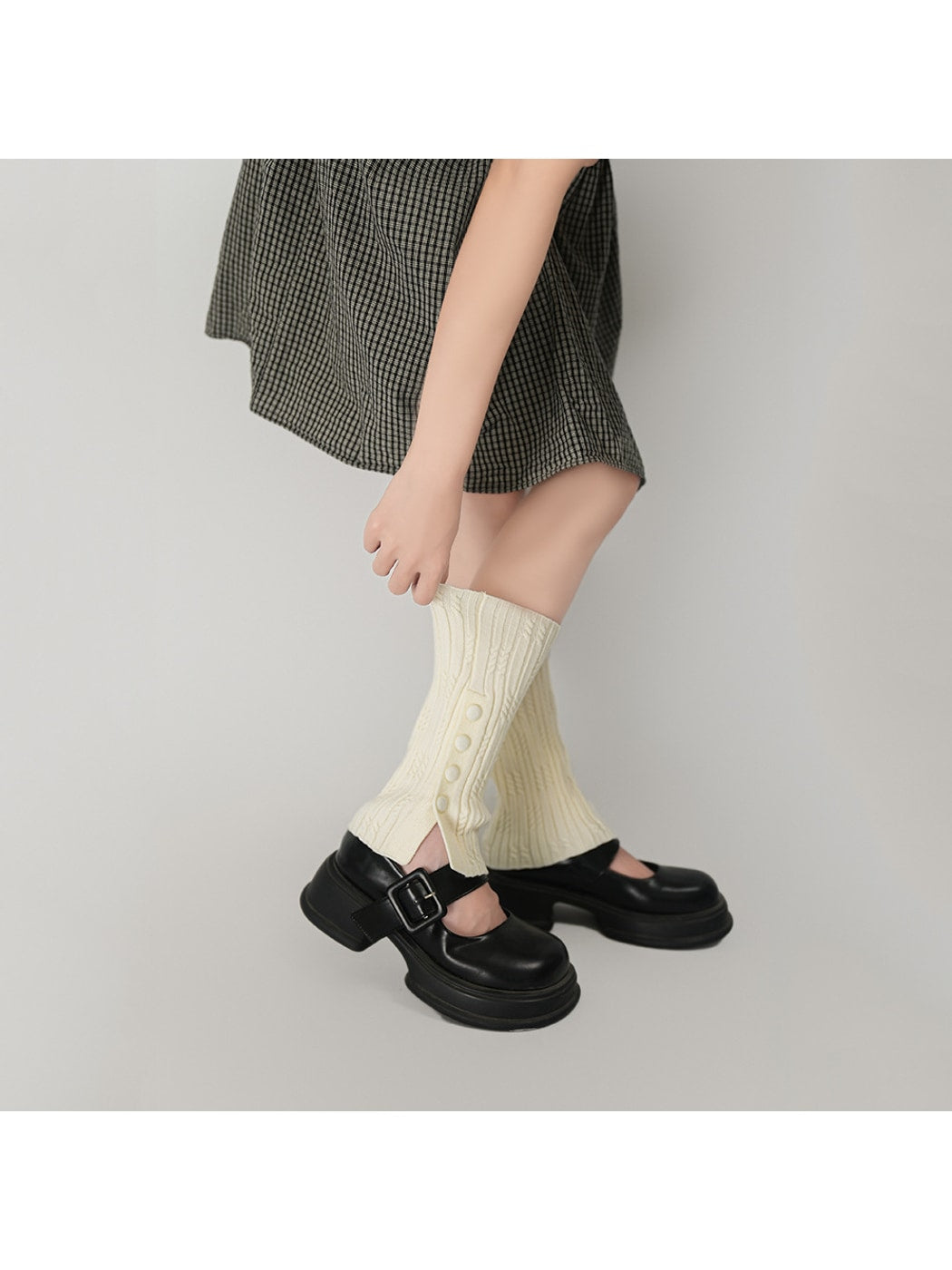 Cozyra - Button Split Rib Knit Leg Warmers