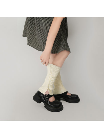 Cozyra - Button Split Rib Knit Leg Warmers