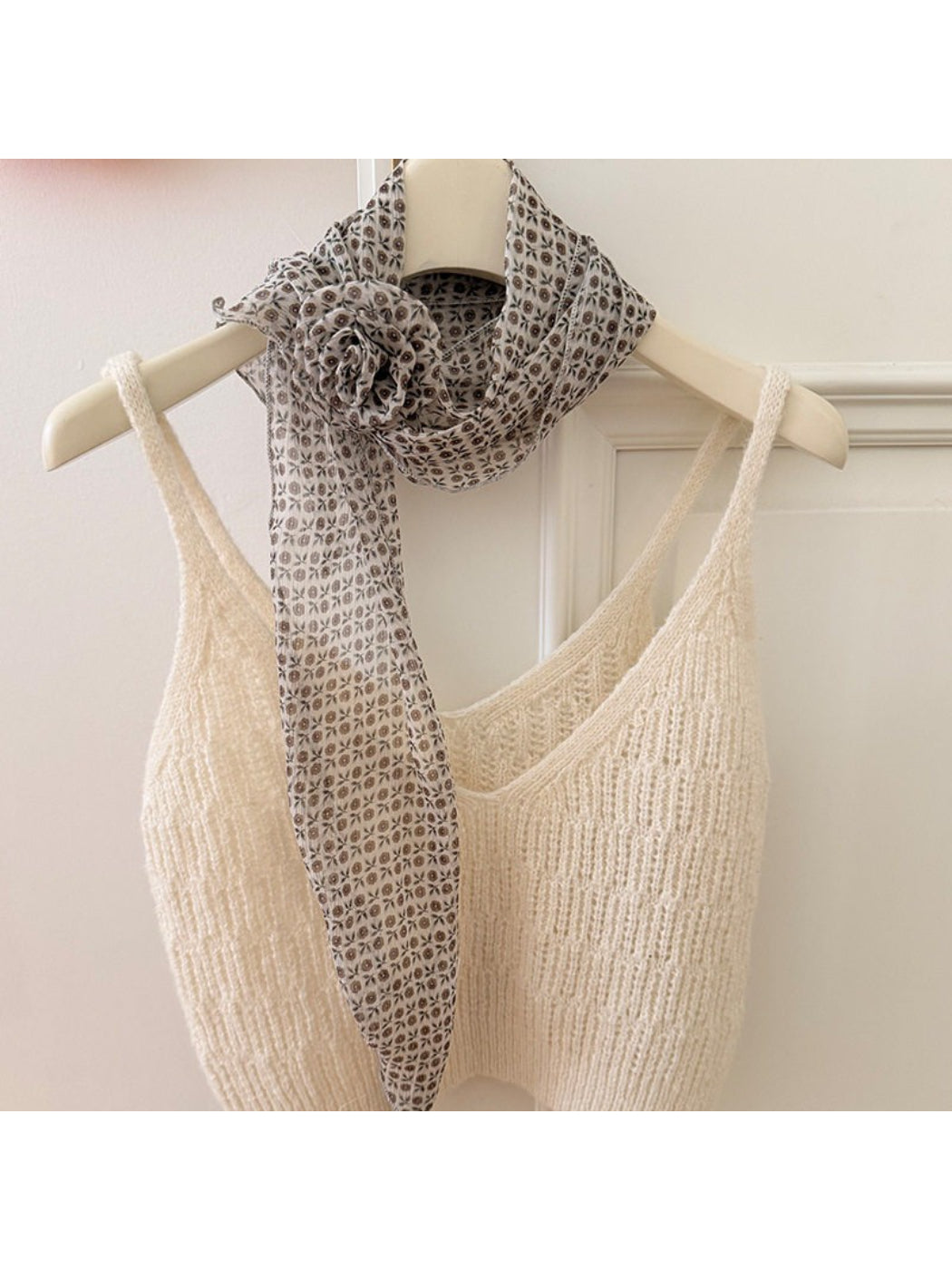 Scarvii - Elegant Sheer Polka Dot Skinny Scarf