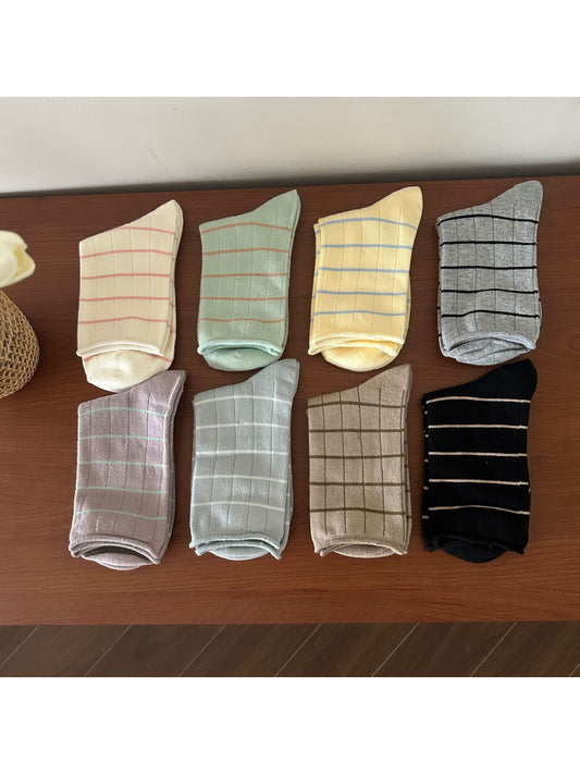 Rufia Stripe White Pastel Mid Calf Socks product image