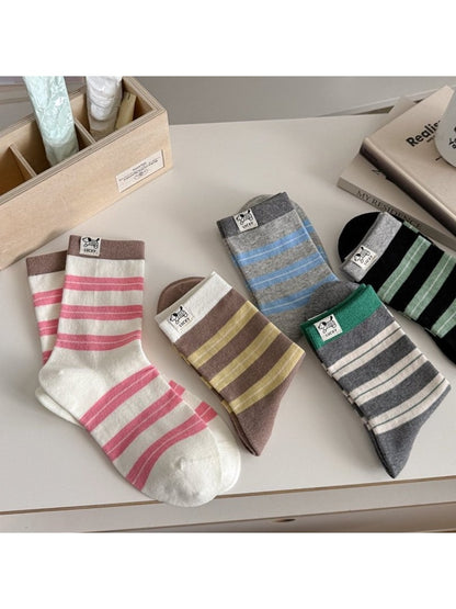 Rufia - Color-Block Striped Casual Women's Crew Socks