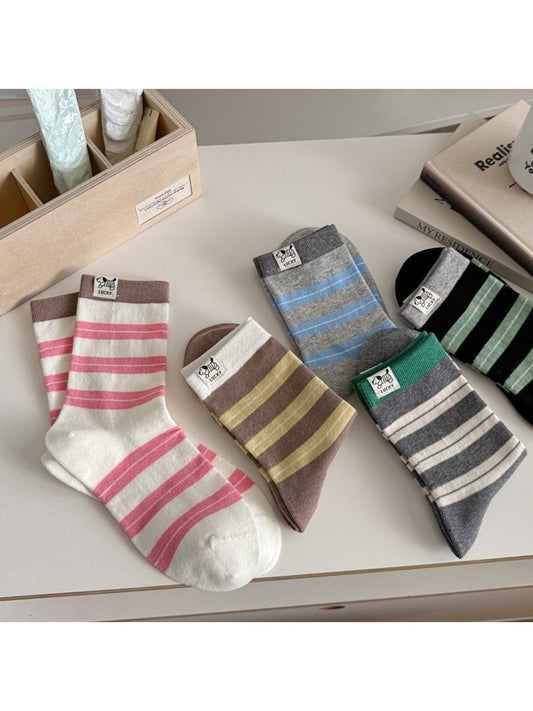 Rufia - Color-Block Striped Casual Women's Crew Socks