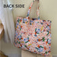 Floral Print Double-Sided Canvas Large Tote Bag