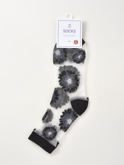 Rufia - Floral Sheer Crew Socks