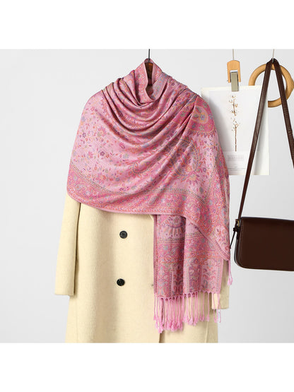 Scarvii - Ethnic Print Fringed Shawl Scarf