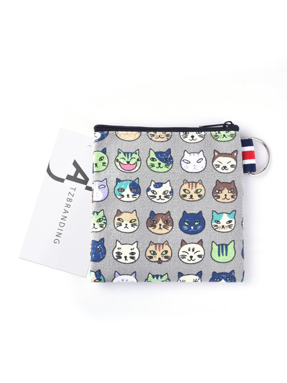 Cosbai - Canvas Cat Pattern Coin Purse