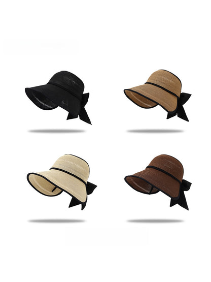 Haila - Open Top Bow Accent Wide Brim Visor Cap