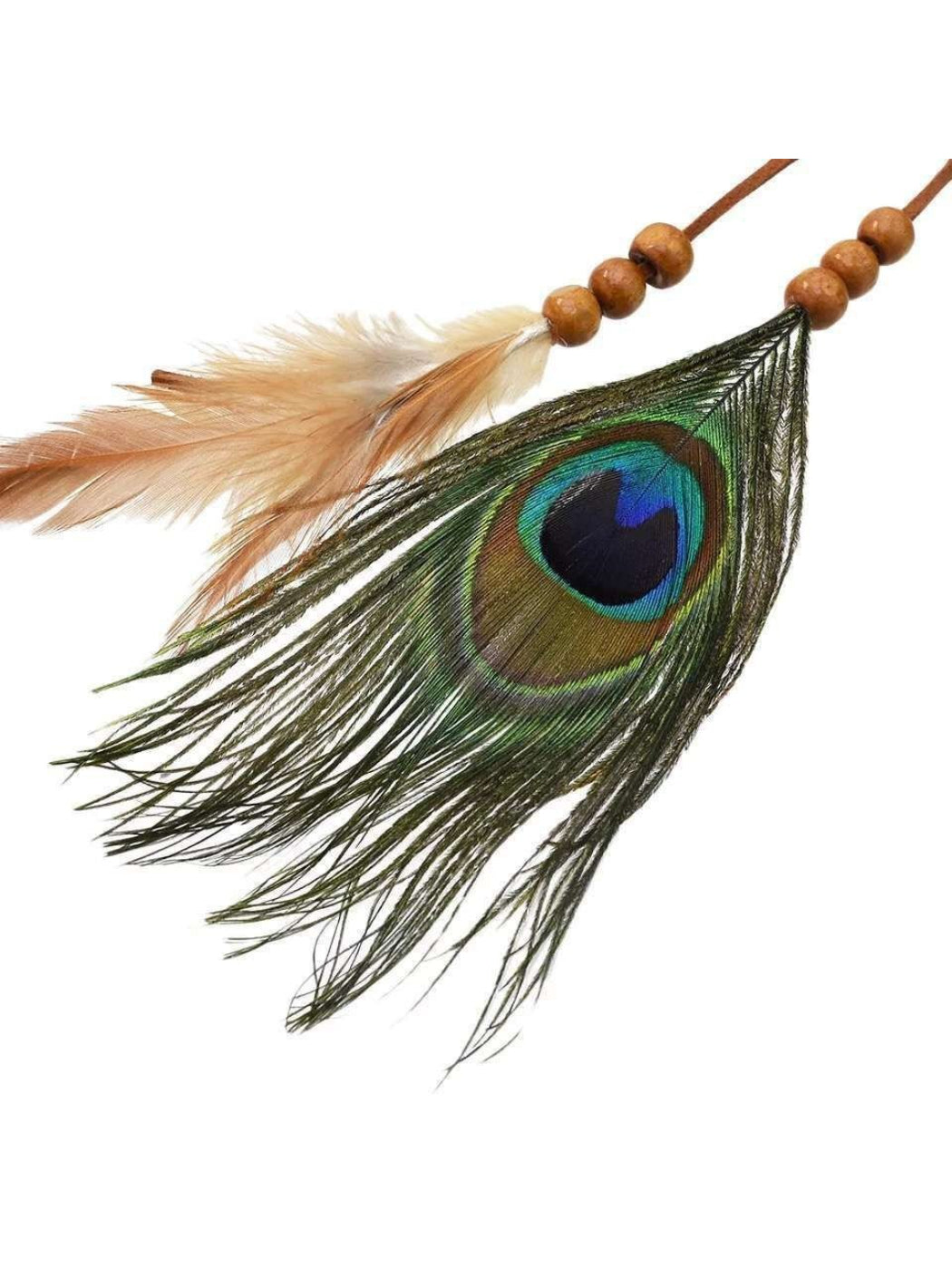 Close-up of Hairish Boho Mandala Feather Hair Headpiece showing detailed mandala pattern