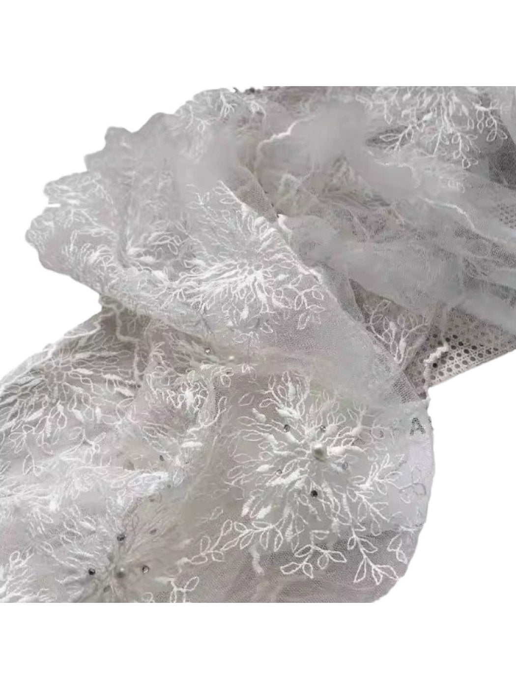 Scarvii - Elegant Sheer Embroidered Long Scarf