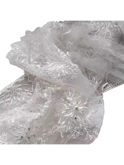 Scarvii - Elegant Sheer Embroidered Long Scarf