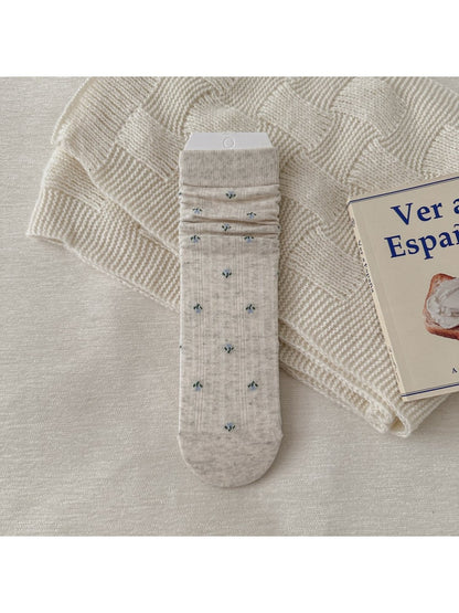Rufia - Floral Pattern Casual Everyday Crew Socks