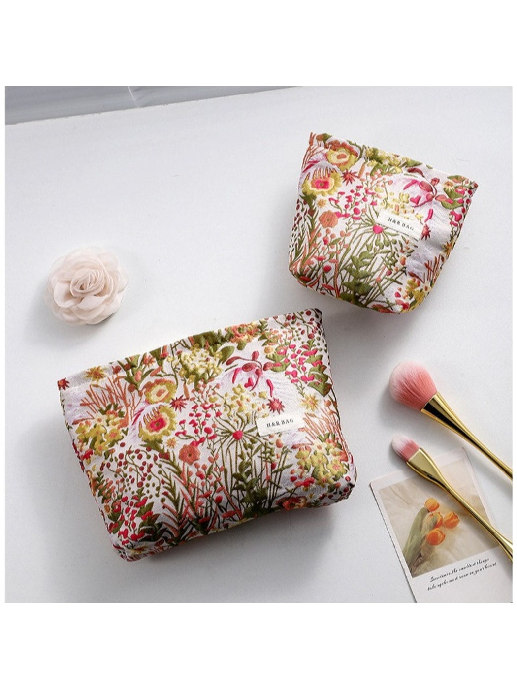 Cosbai - Fresh Floral Makeup Storage Cosmetic Pouch