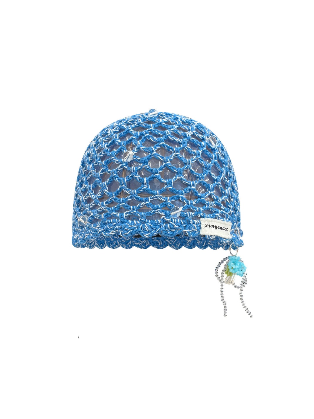 Haila - Solid Color Foldable Hollow Out Knit Beanie