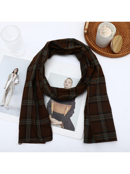 Scarvii - Retro Plaid Geometric Long Rectangle Scarf