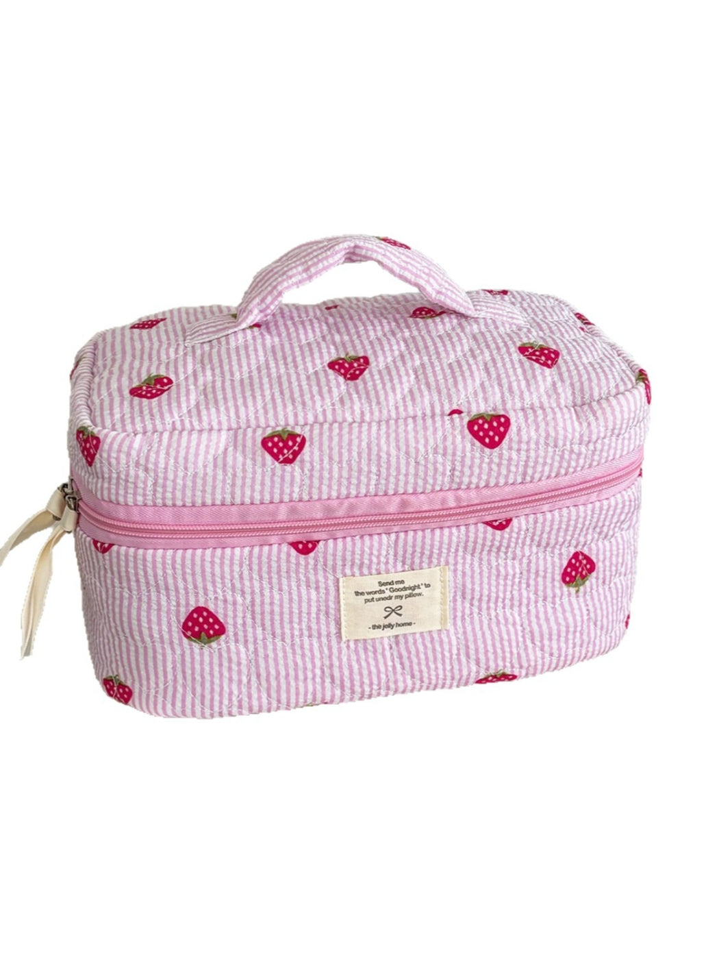 Open Cosbai fruit print cosmetic organizer showing multiple and