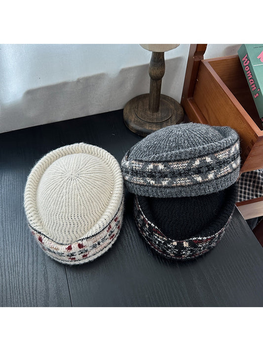 Haila - Brimless Round Crown Knitted Beret Hat