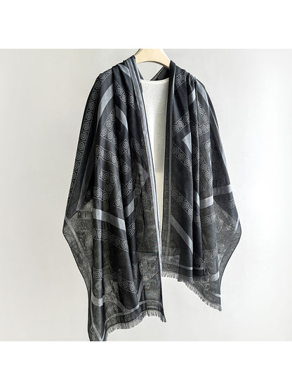 Scarvii - Vintage Geometric Print Summer Wrap Scarf