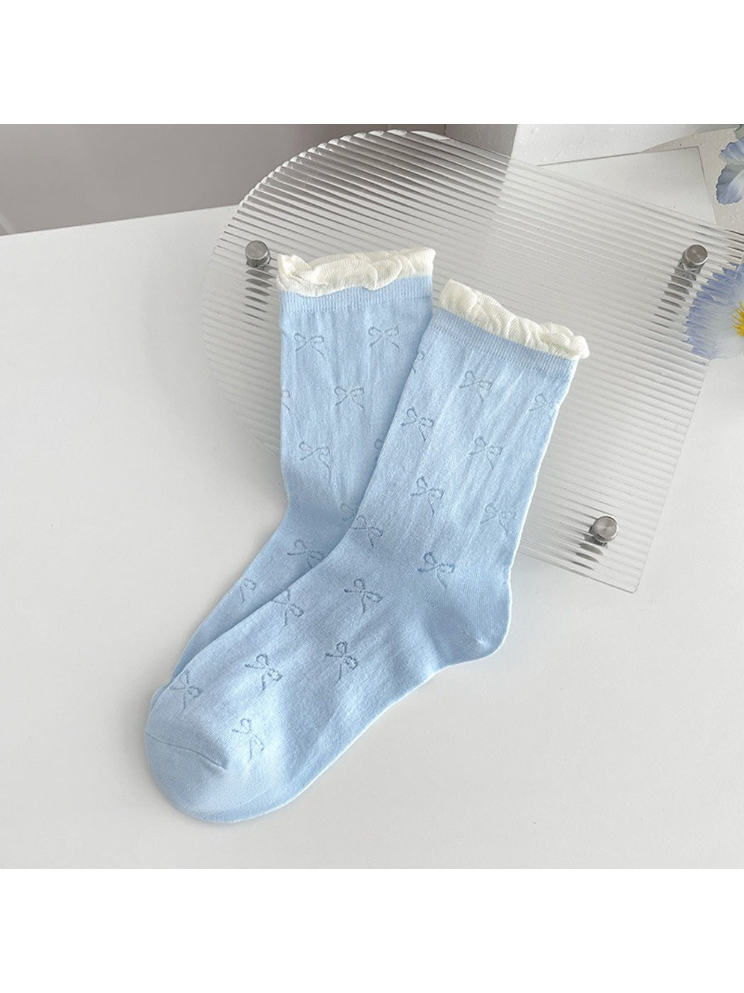 Rufia - Bow Textured Sheer Crew Socks product image 6
