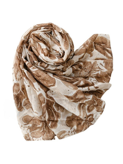 Scarvii floral scarf folded neatly showcasing vibrant colors and soft material