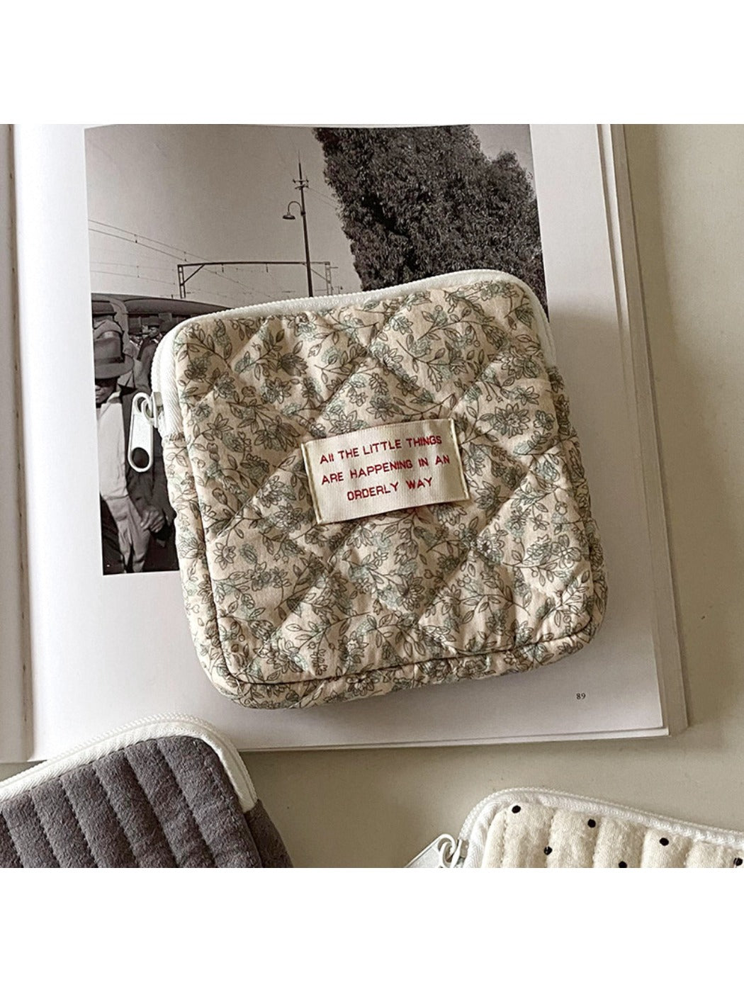 Cosbai cartoon print mini storage pouch shown from side angle highlighting shape