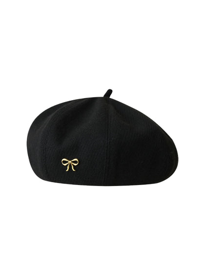 Haila - Bow Accent Panelled Knit Beret