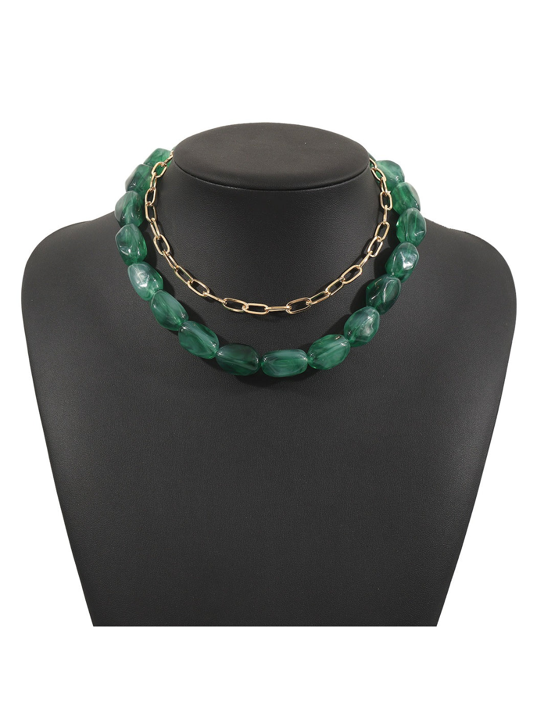 Side angle of Neckit color beaded chain necklace showing bead texture