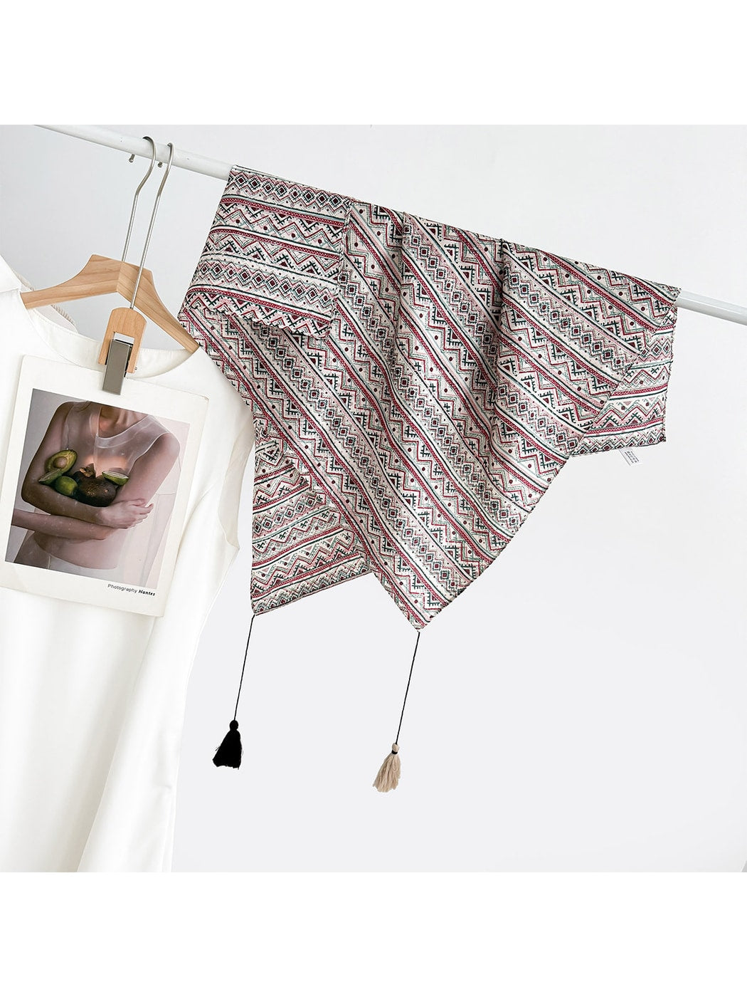 Scarvii - Elegant Print Tassel Square Scarf