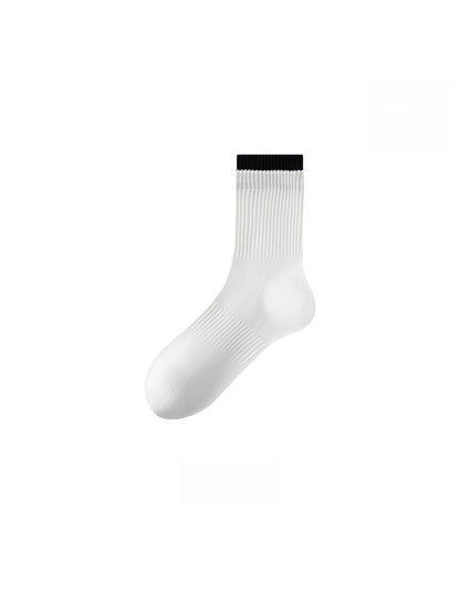 Rufia - Colorblock Double Cuff Casual Crew Socks