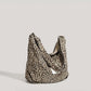 Cosbai - Large Capacity Single-shoulder Canvas Bag with Leopard Print