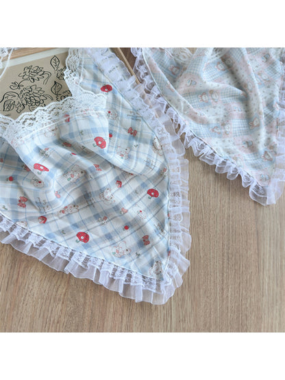 Scarvii - Sweet Print Lace Trim Women's Head Scarf